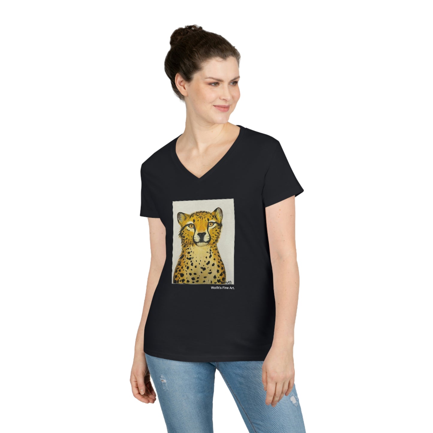 Cheetah - Ladies' V-Neck T-Shirt (Super Comfy)