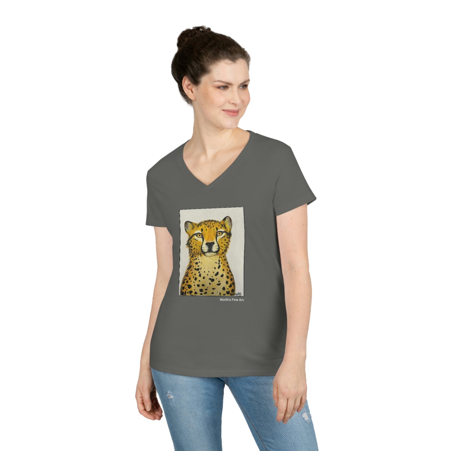 Cheetah - Ladies' V-Neck T-Shirt (Super Comfy)