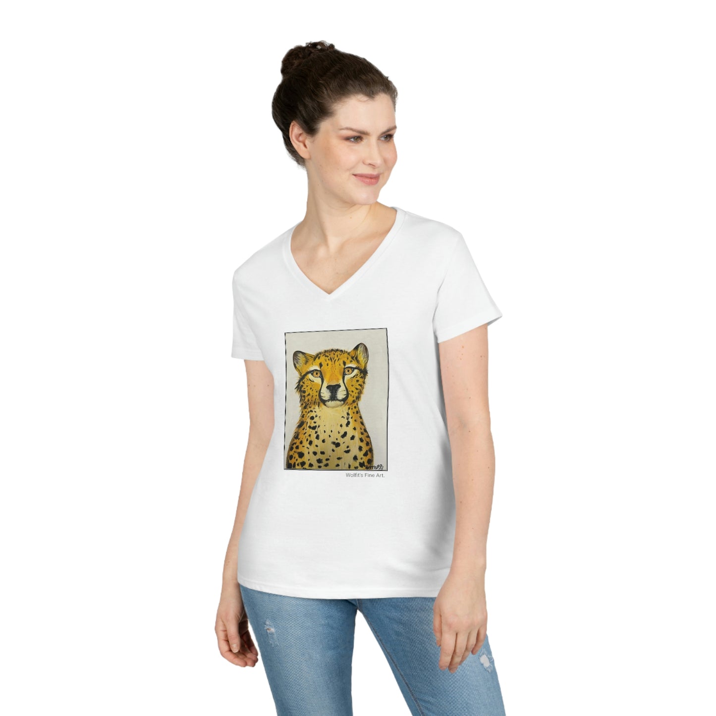 Cheetah - Ladies' V-Neck T-Shirt (Super Comfy)