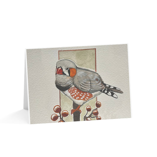 Zebra Finch Watercolor Greeting Cards, Blank Note Cards (Set of 1, 10, 30, 50)