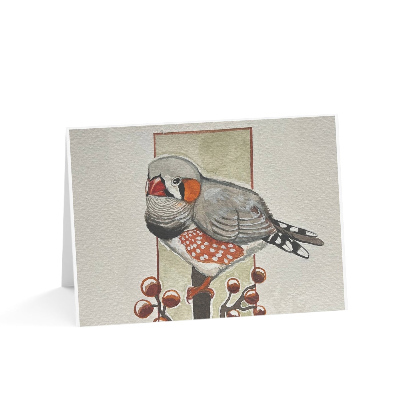 Zebra Finch Watercolor Greeting Cards, Blank Note Cards (Set of 1, 10, 30, 50)