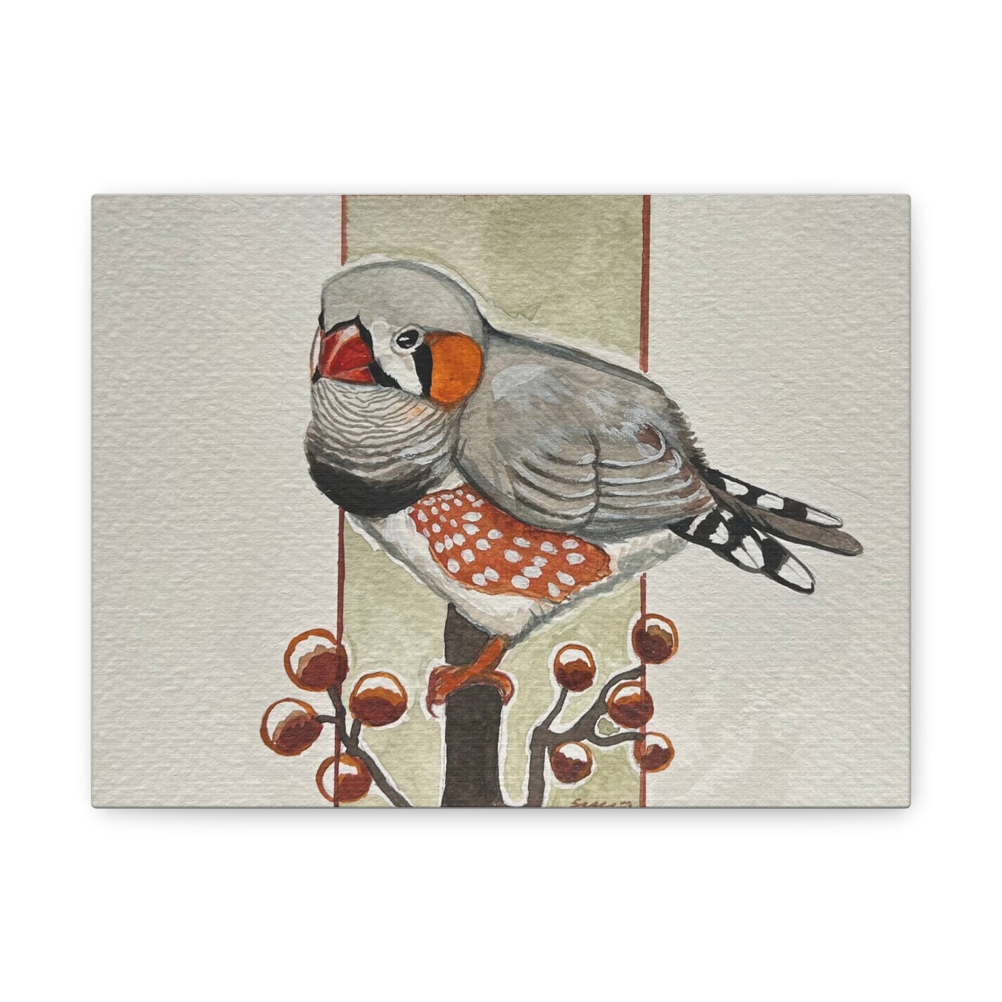 Zebra Finch Watercolor Canvas Print