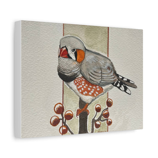 Zebra Finch Watercolor Canvas Print